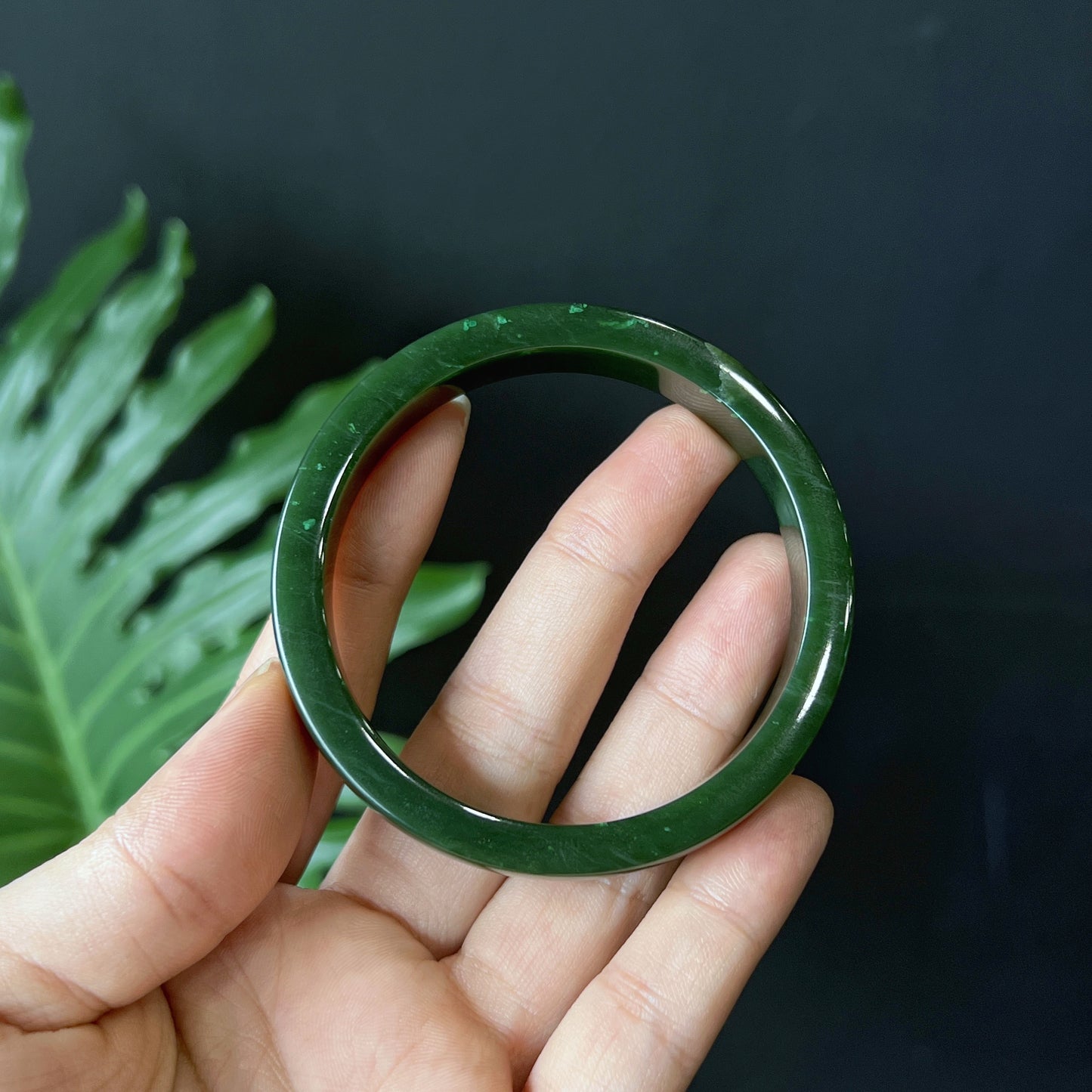 Natural Nephrite Jade Bangle Square Style Size 56 mm