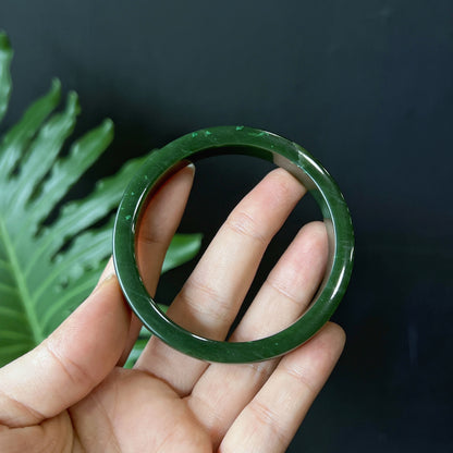 Natural Nephrite Jade Bangle Square Style Size 56 mm