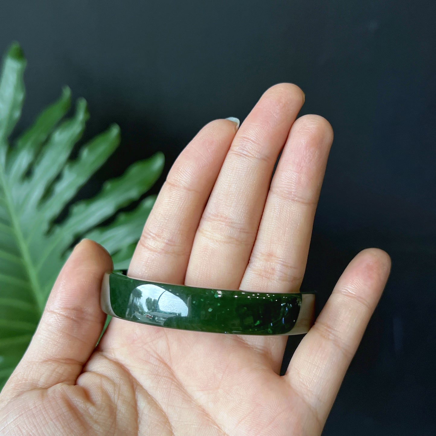 Natural Nephrite Jade Bangle Square Style Size 56 mm