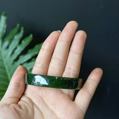 Natural Nephrite Jade Bangle Square Style Size 56 mm