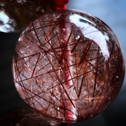 Natural Red Brown Rutilated Quartz VIP Bracelet Size 14 mm