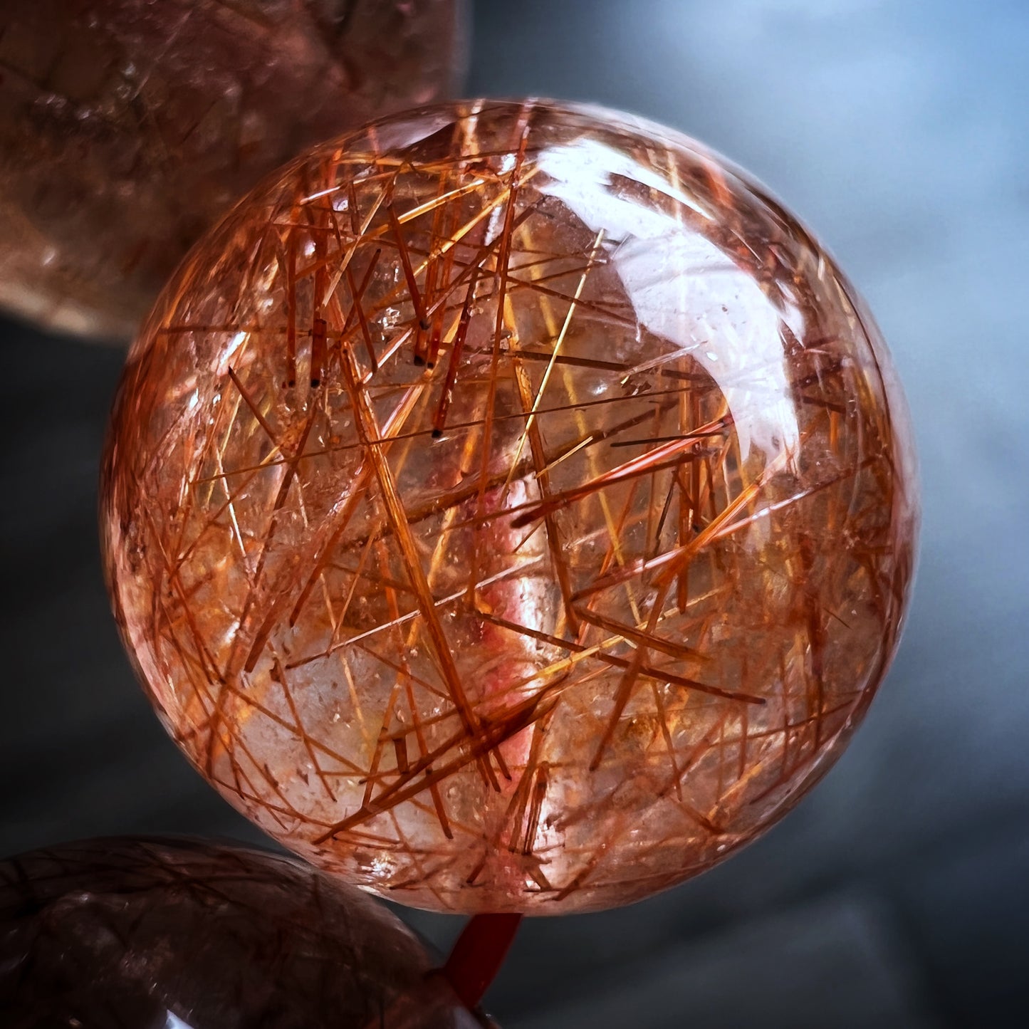 Natural Red Brown Rutilated Quartz VIP Bracelet Size 14 mm