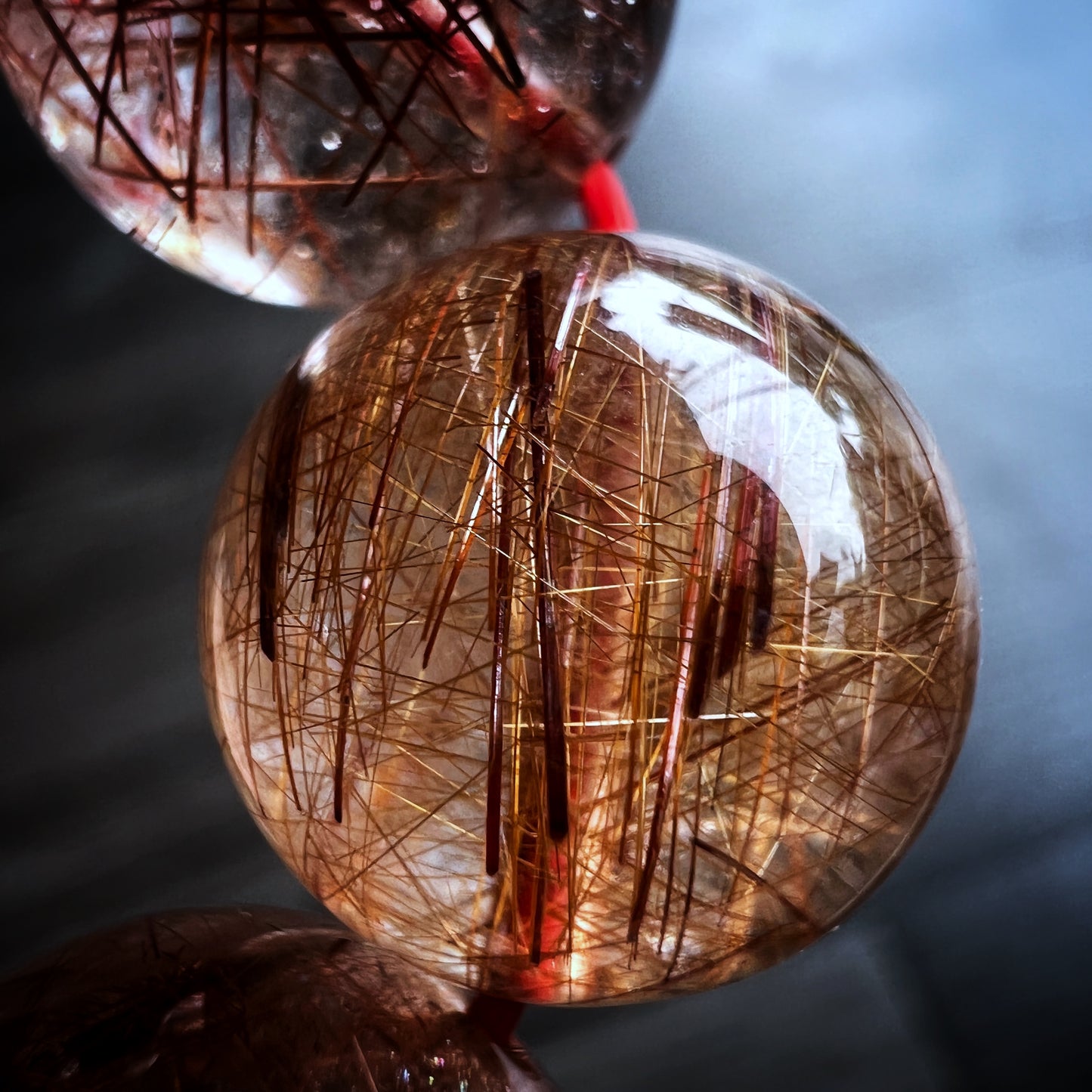 Natural Red Brown Rutilated Quartz VIP Bracelet Size 14 mm