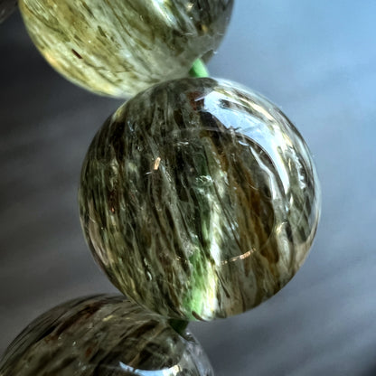 Natural Sequenced Natural Green Rutilated Quartz Bracelet Size 10 mm