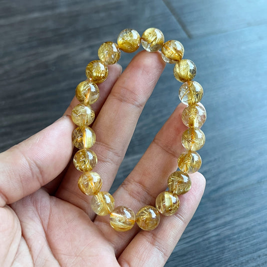 Golden Rutilated Quartz VIP Bracelet Size 9 mm