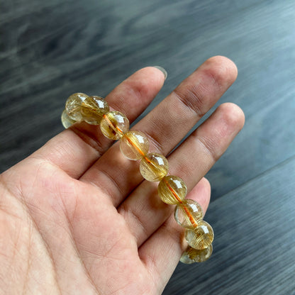 Natural Golden Rutilated Quartz VIP Bracelet Size 11 mm