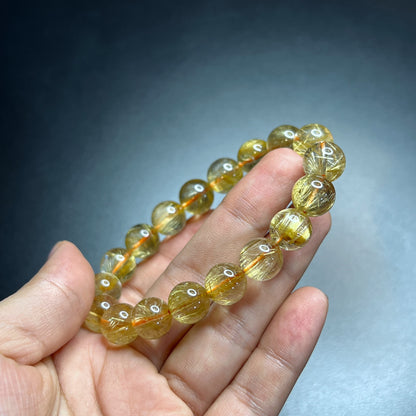 Natural Golden Rutilated Quartz VIP Bracelet Size 11 mm