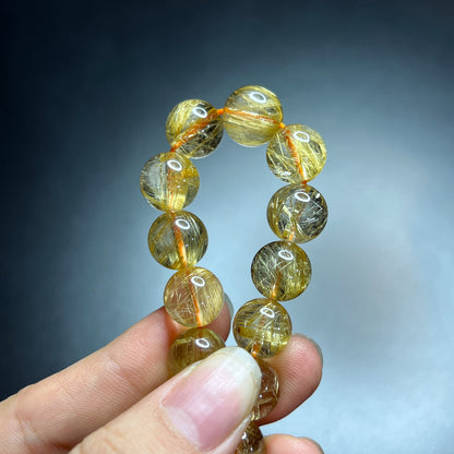 Natural Golden Rutilated Quartz VIP Bracelet Size 11 mm