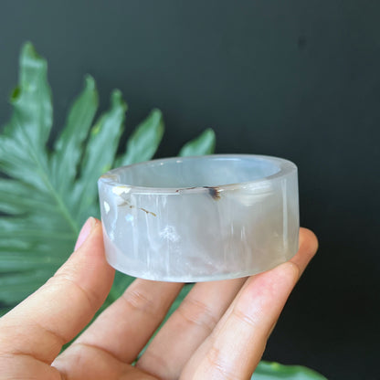 Natural Floral Agate Bangle Square style Size 52 mm