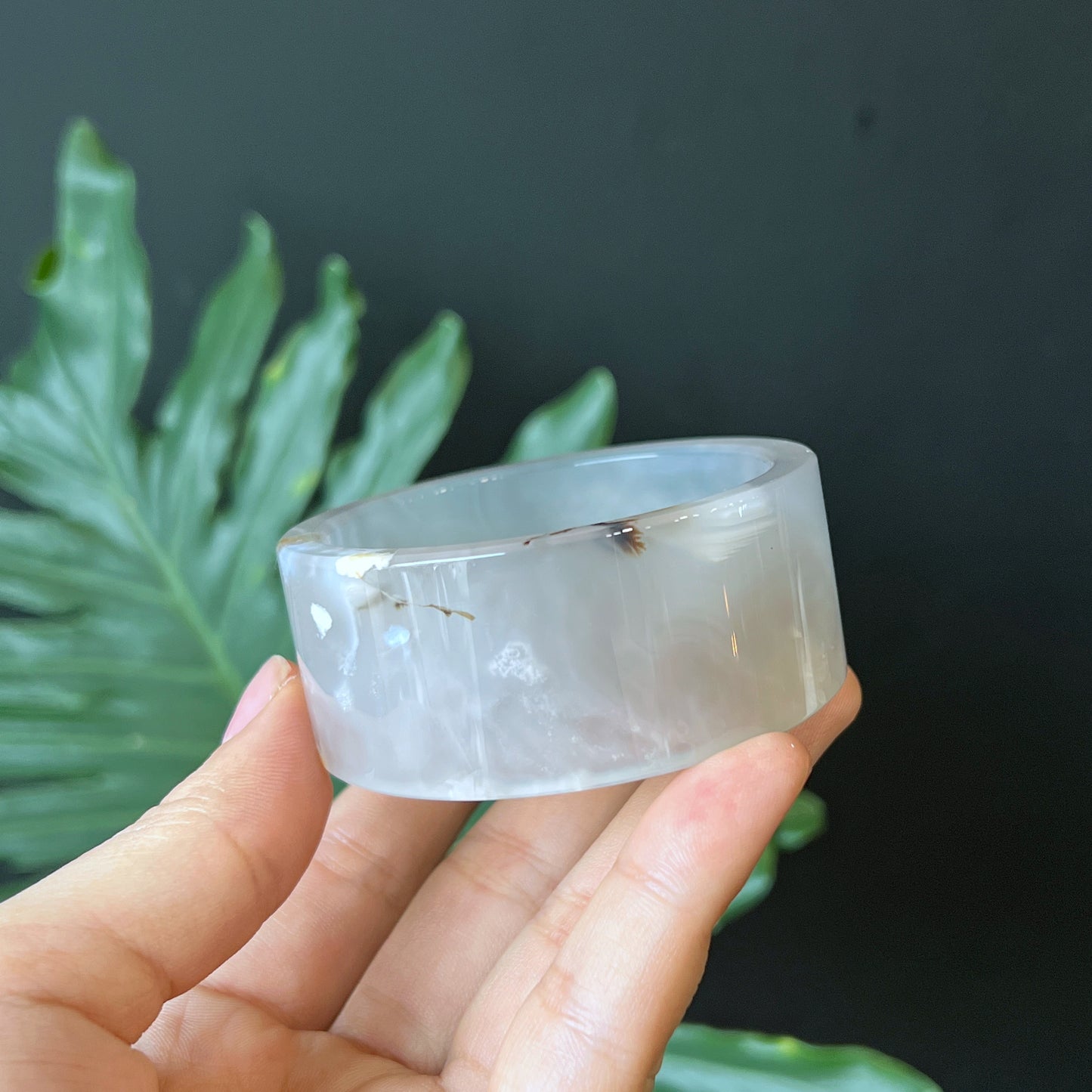 Natural Floral Agate Bangle Square style Size 52 mm
