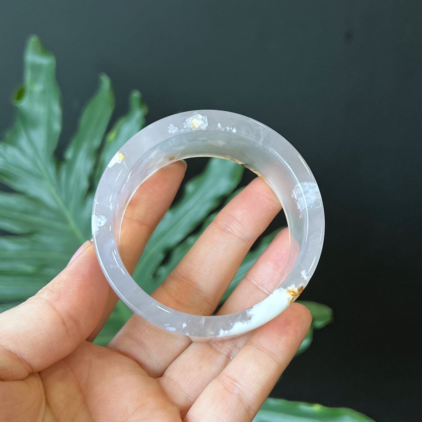 Natural Floral Agate Bangle Square style Size 52 mm