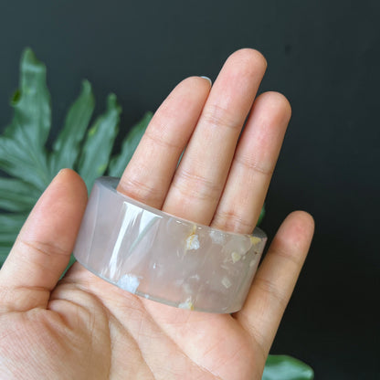 Natural Floral Agate Bangle Square style Size 52 mm