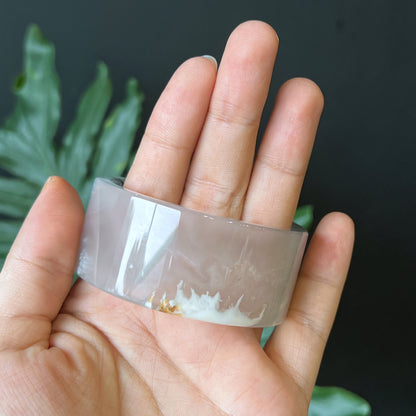 Natural Floral Agate Bangle Square style Size 52 mm