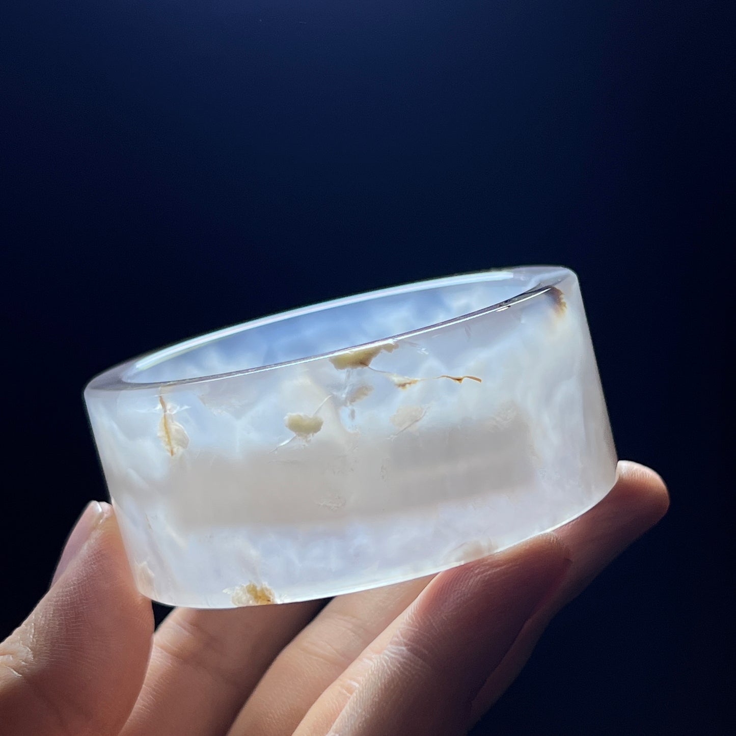Natural Floral Agate Bangle Square style Size 52 mm
