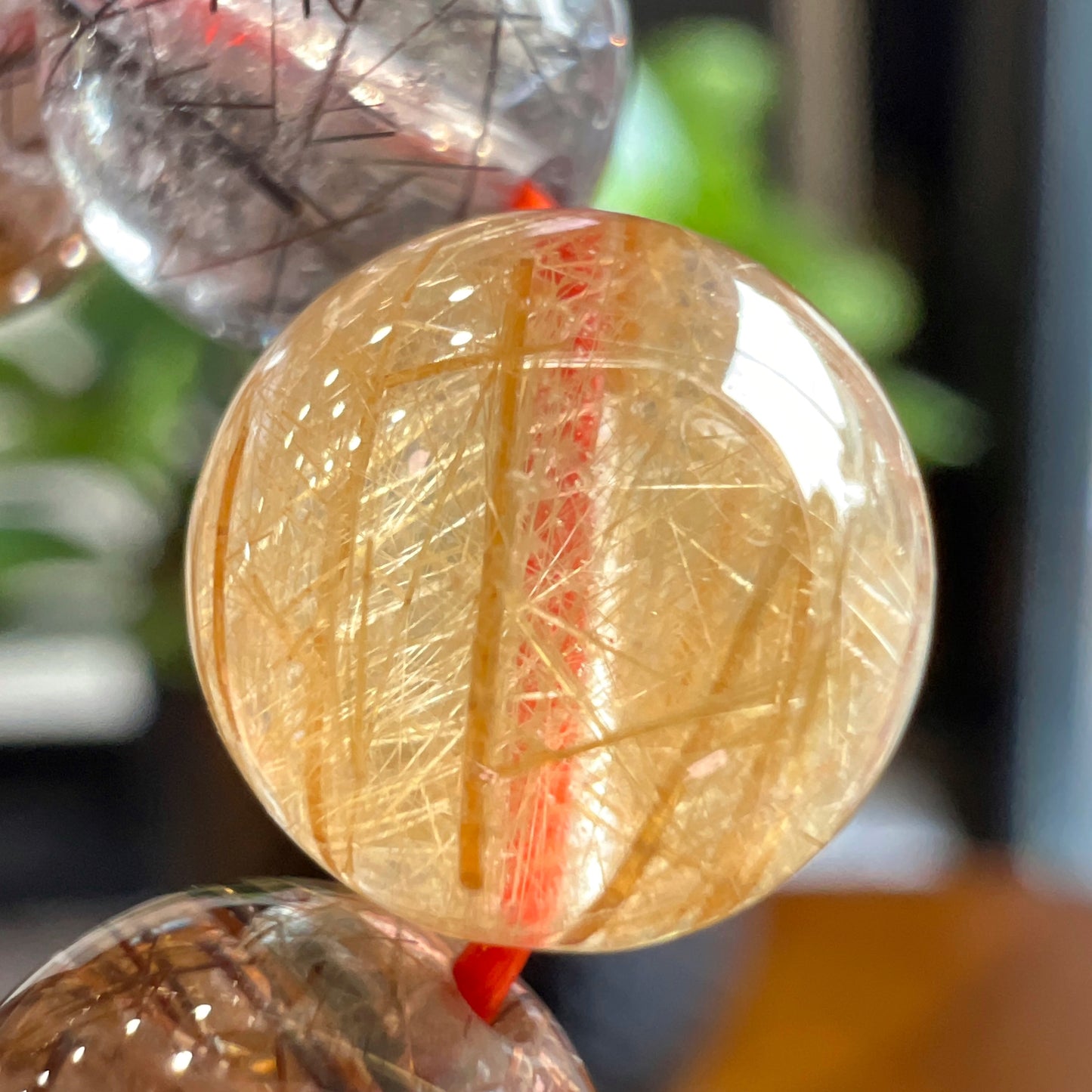 Tri Colour Rutilated Quartz Bracelet 9 mm