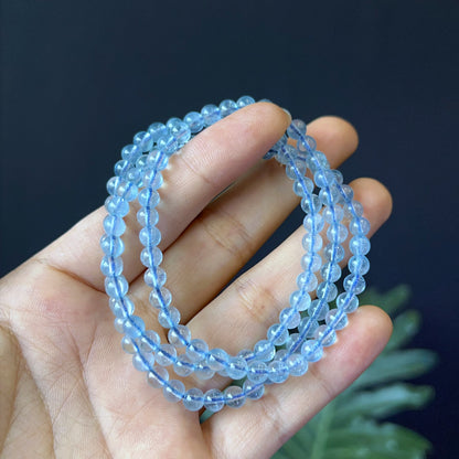 Aquamarine Triple Wrap Bracelet Size 5 mm