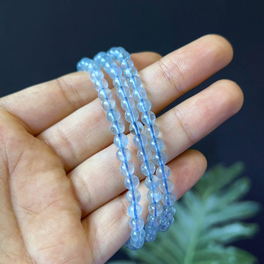 Aquamarine Triple Wrap Bracelet Size 5 mm