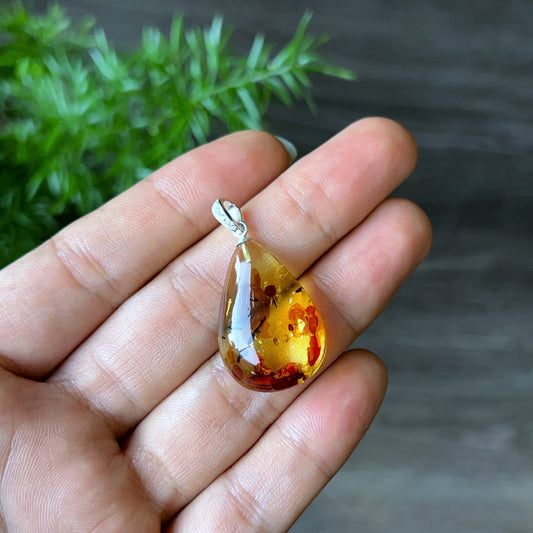 Amber Tear Drop Pendant