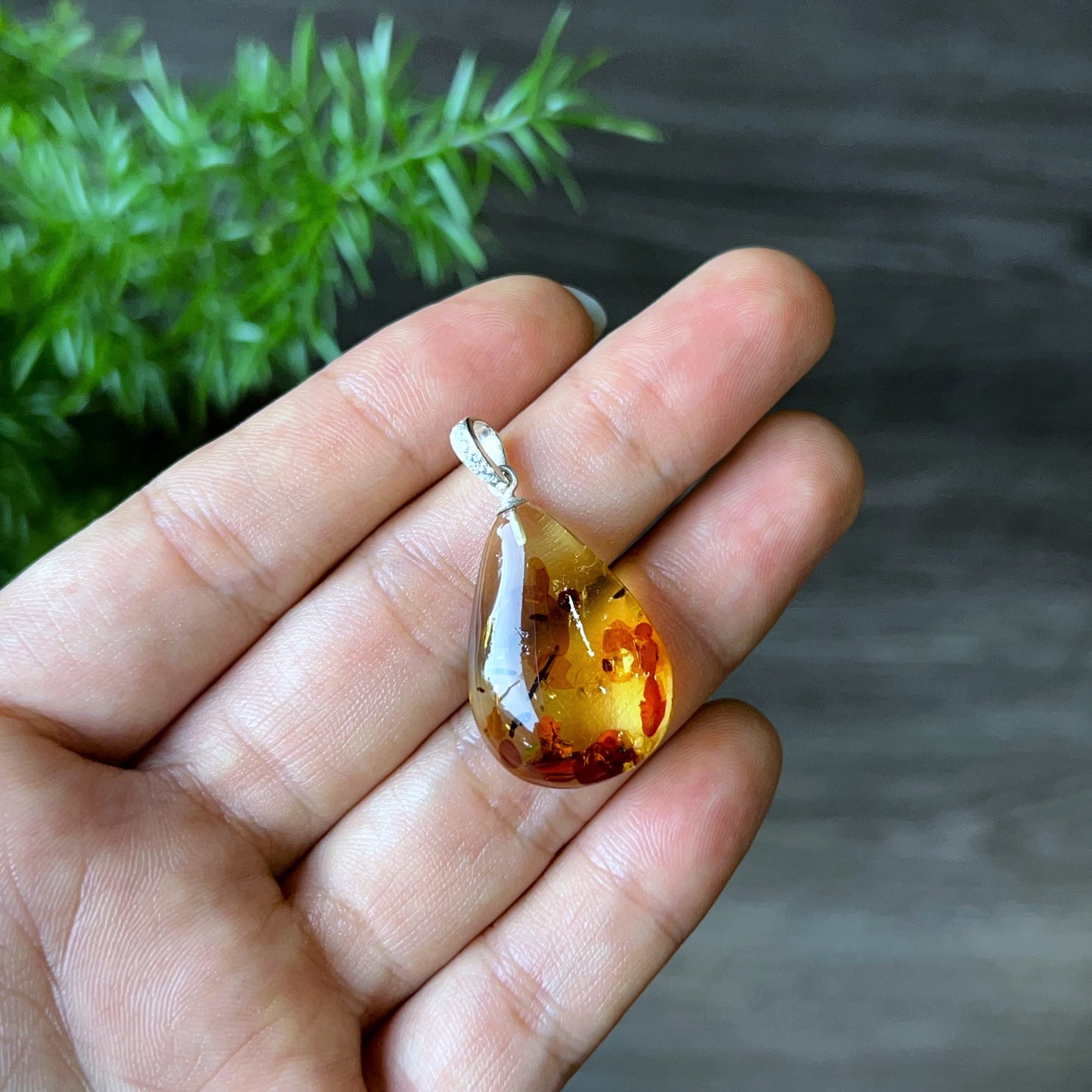 Amber Tear Drop Pendant