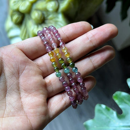 Tourmaline Triple Wrap Bracelet Size 4.5 mm