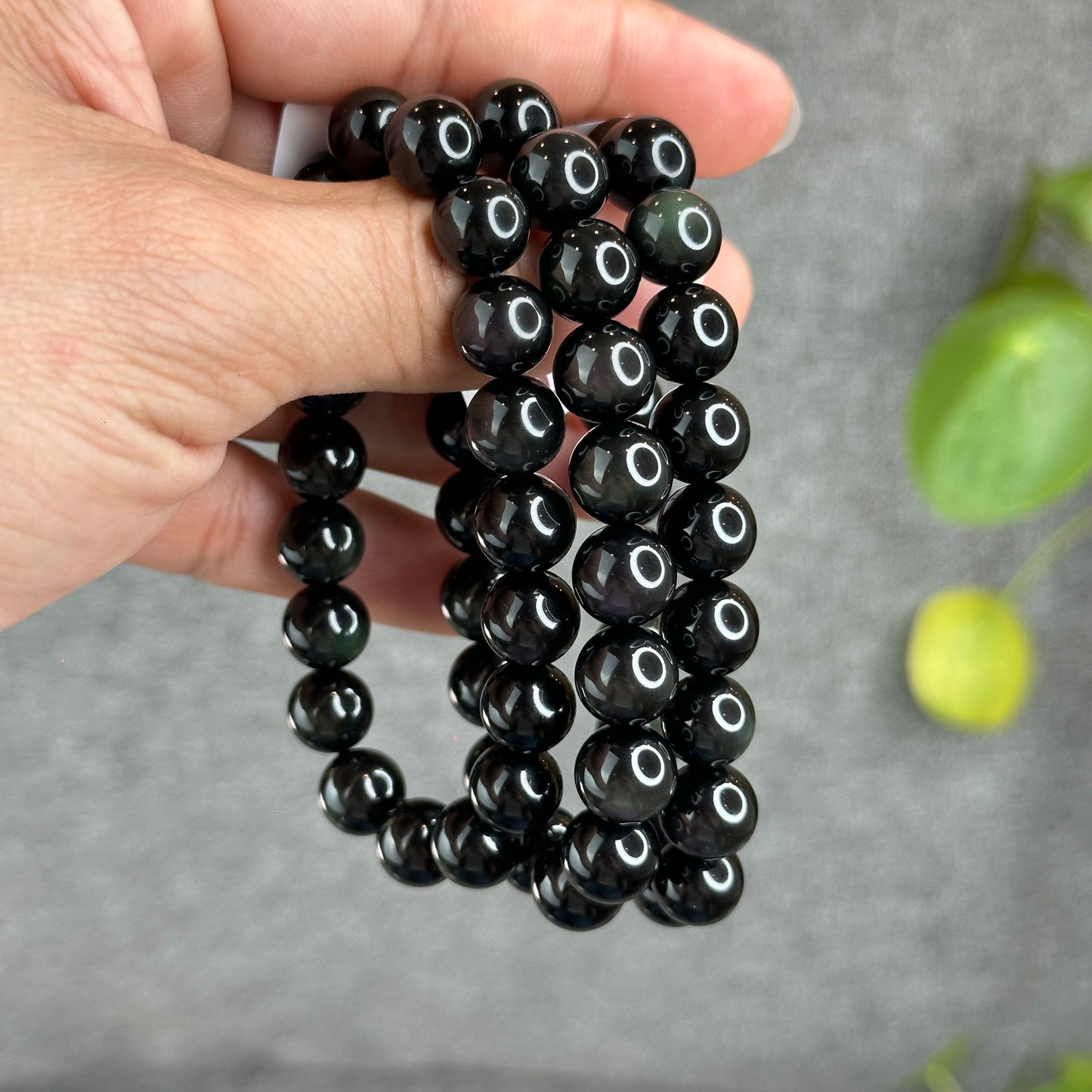 Natural Rainbow Obsidian High Quality Bracelet Size 10 mm