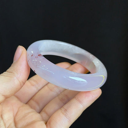 Special Natural Agate Bangle Leaf Style Size 53 mm