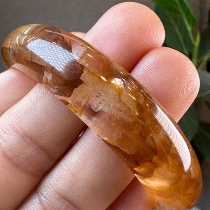 Natural Fire Quartz Golden Healer Bangle Leaf Style Size 57 mm