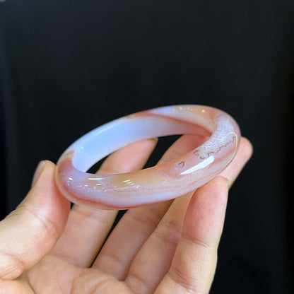 Special Natural Agate Bangle Leaf Style Size 53 mm