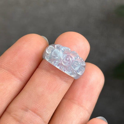 Flower Carving Natural Aquamarine Ring Size 1.6