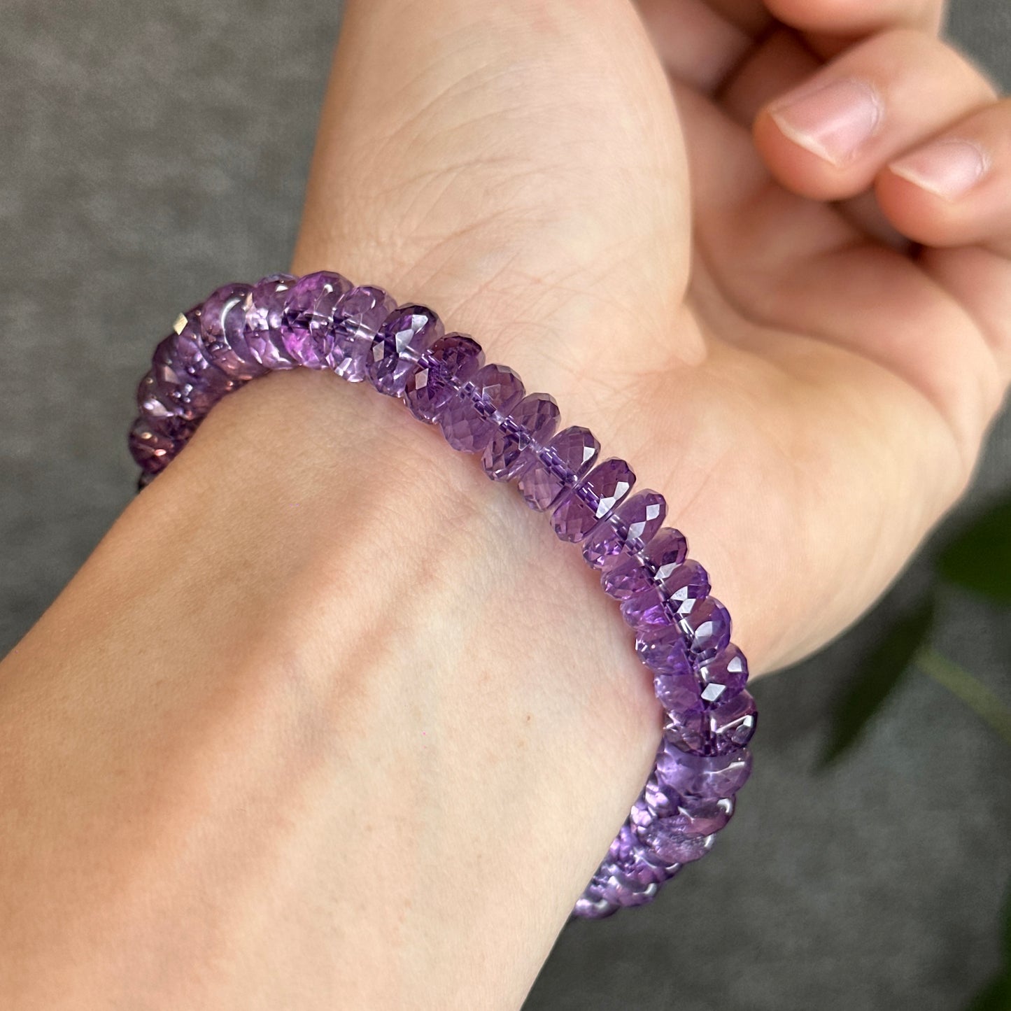 Amethyst Faceted Rondelle Bracelet Size 9 Mm