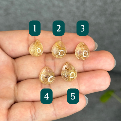 Pear Shape Natural Golden Rutilated Quartz Pendant/Charm