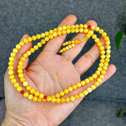 Natural Golden Amber Triple Wrap 108 Bead Bracelet Size 6 mm