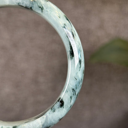Natural Water Green Floral Pattern Jadeite Jade Bangle Leaf Sytle Size 50 mm Certificate 287437