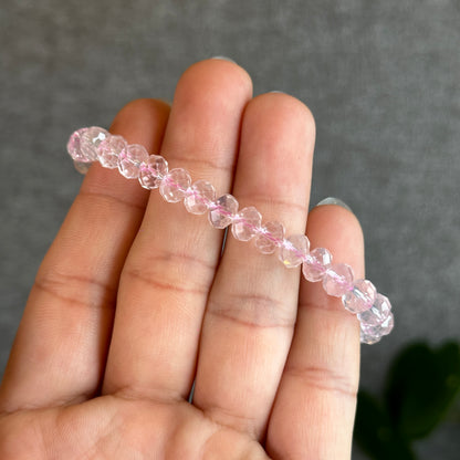 Rose Quartz Faceted Rondell Bracelet Size 7 mm