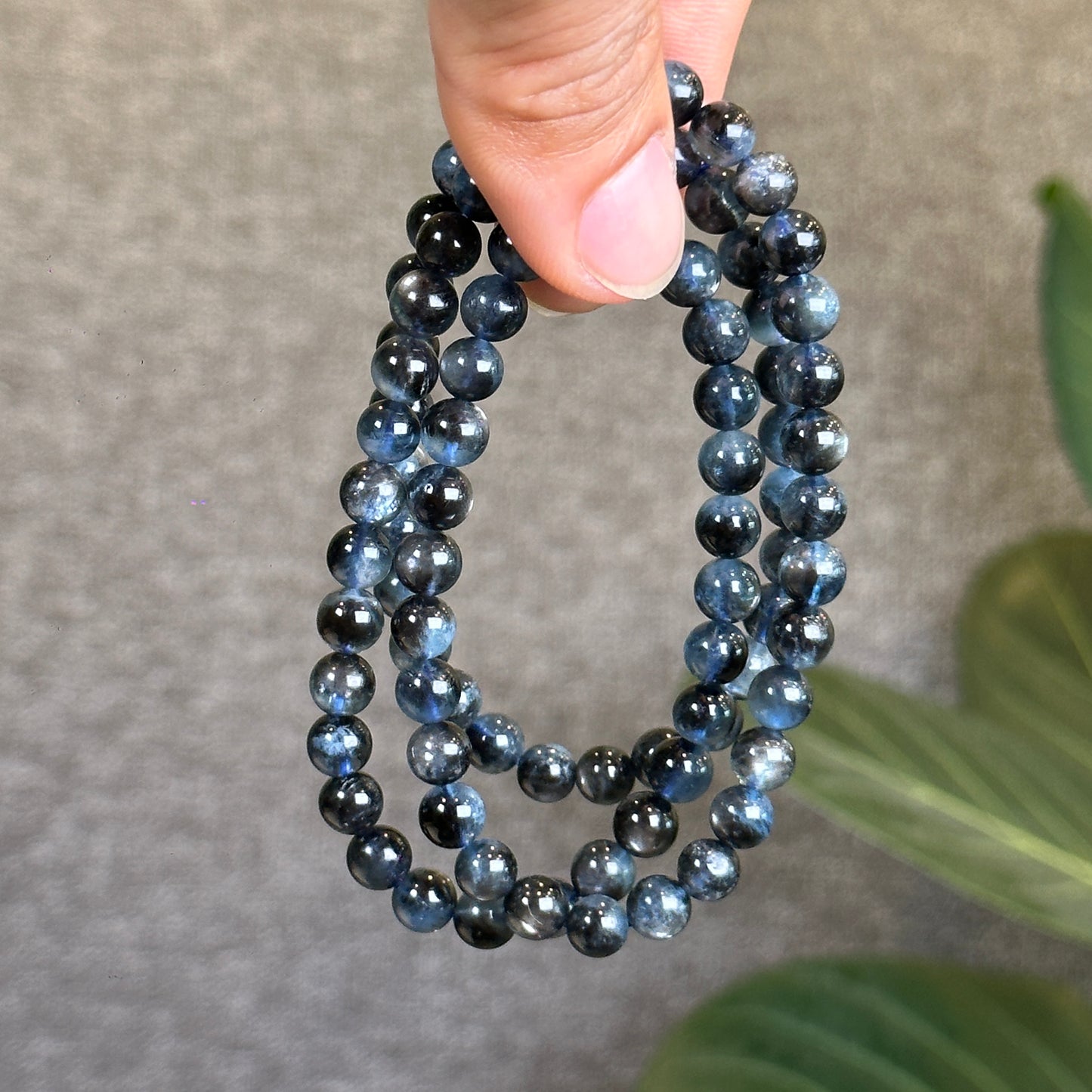 Black Aquamarine Bracelet Size 6.5 mm