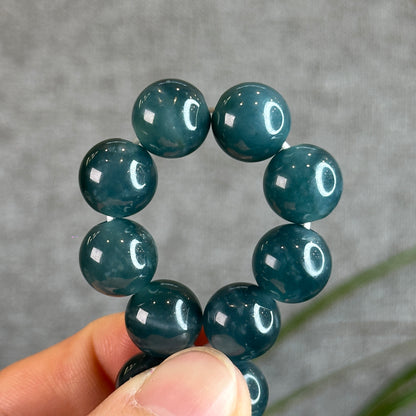 Natural Dark Blue Water Jadeite Jade Bracelet Size 11.8 mm