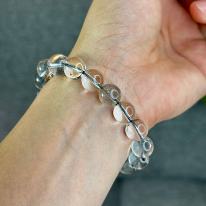 Natural Platinum Rutilated Quartz Bracelet Size 10.5 mm