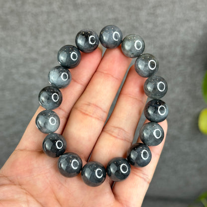 Natural Black Jadeite Jade Bracelet Size 13 mm