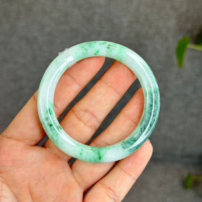 Son Thuy Light Green Natural Jadeite Jade Bangle Chopstick Style Size 51 mm