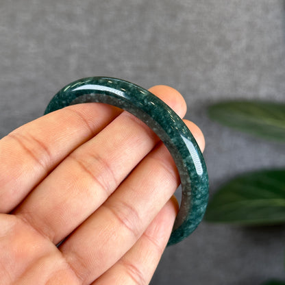 Jadeite Water Green Snow Flake Bangle Size 55 mm