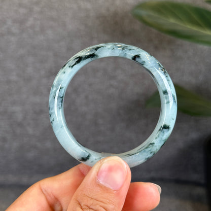 Natural Water Green Floral Pattern Jadeite Jade Bangle Leaf Sytle Size 50 mm Certificate 287437