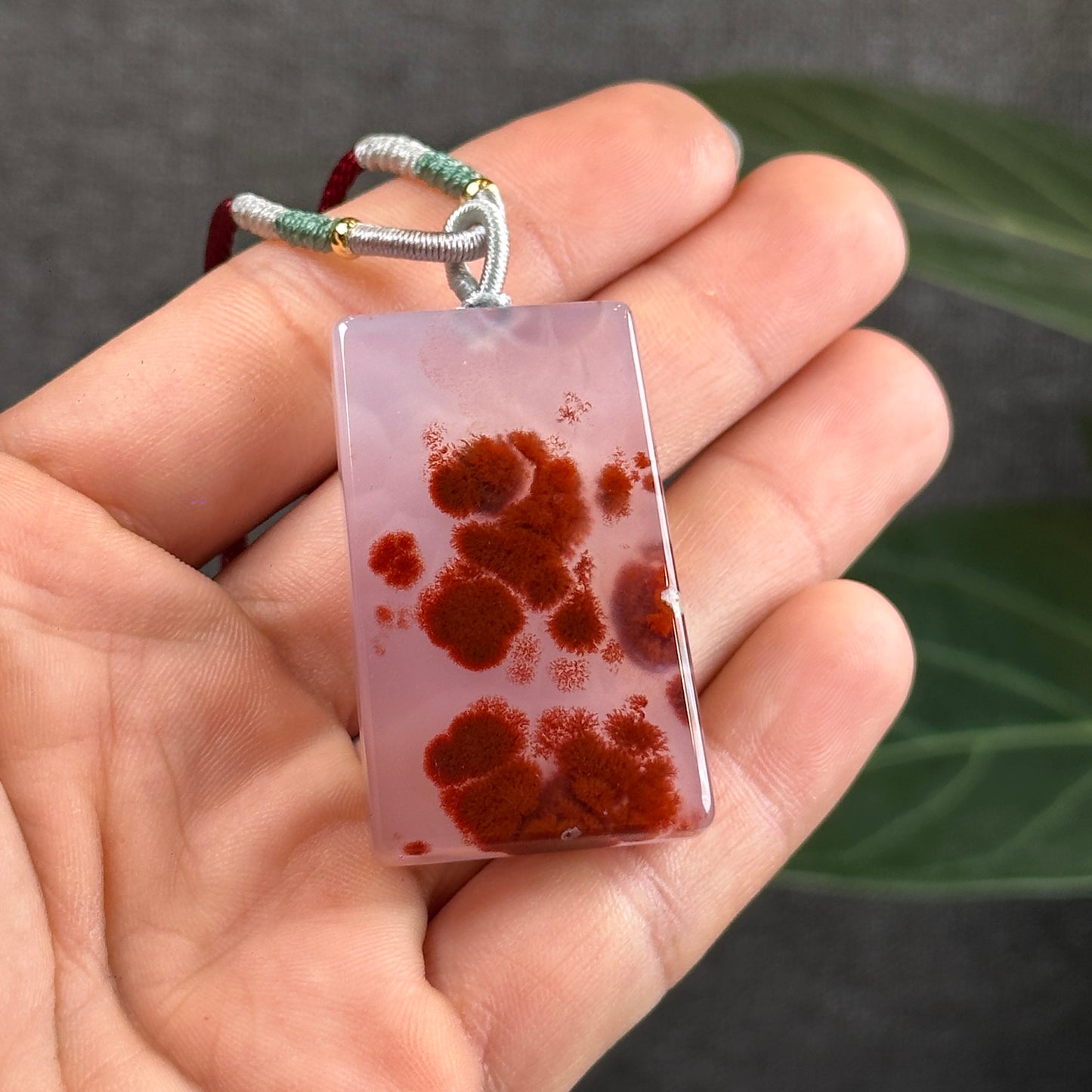 Rectangular Cinnabar Agate Pendant