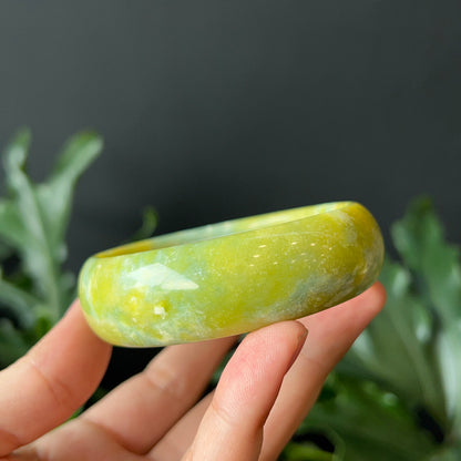 Natural Serpentine Bangle Leaf Style Size 61 mm