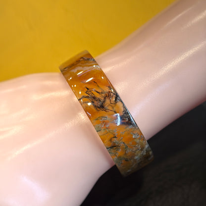 Natural Moss Agate VIP Bangle Square Style Size 52 mm