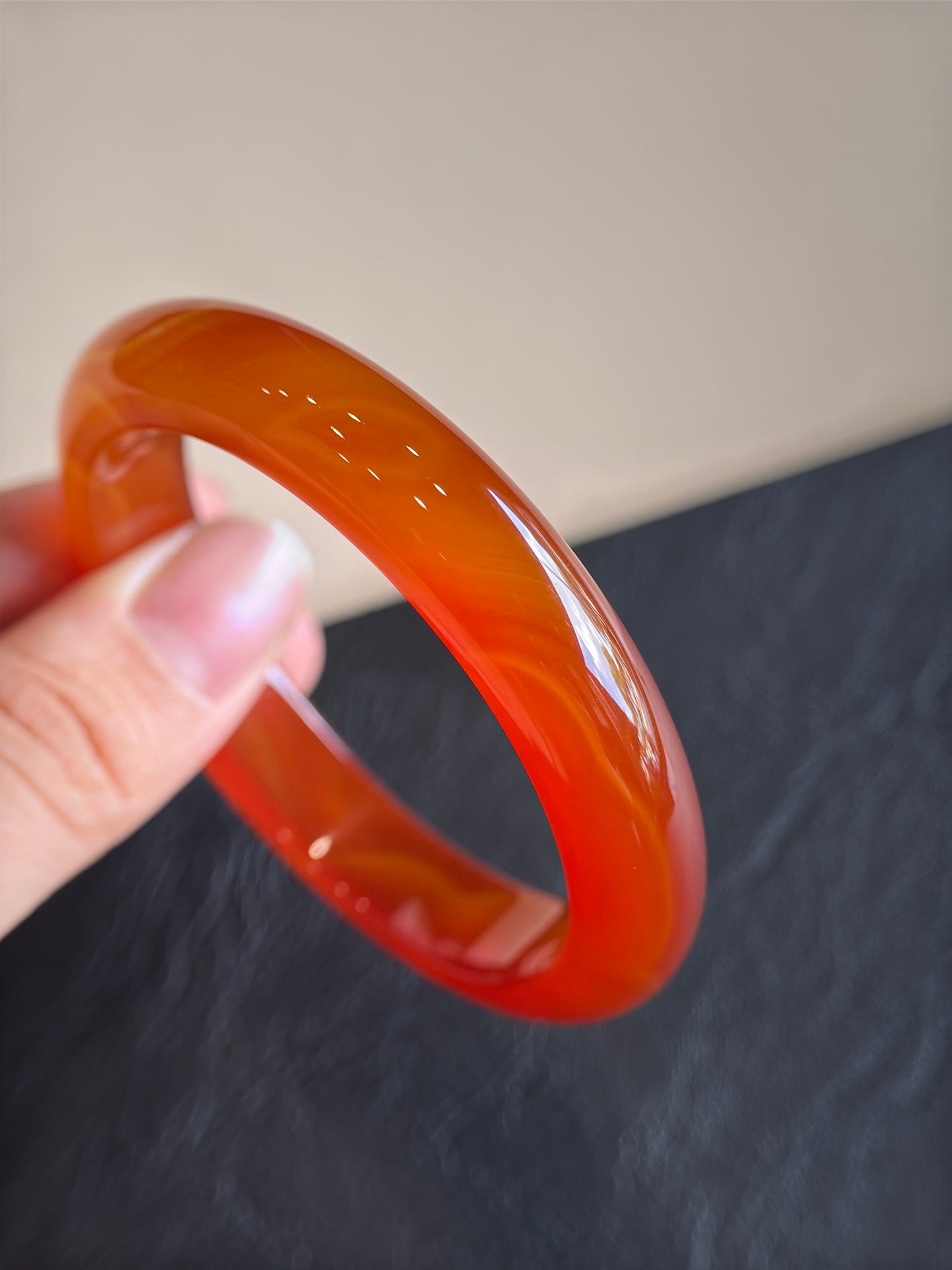 Natural Red Agate Bangle Leaf Style Size 51 mm