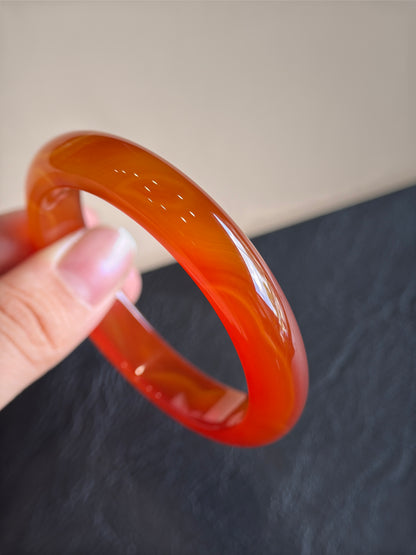 Natural Red Agate Bangle Leaf Style Size 51 mm