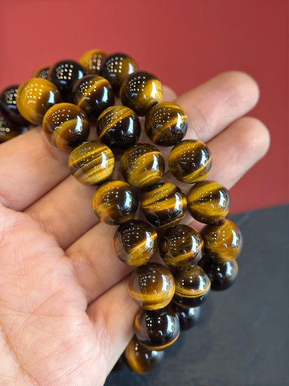 Natural Golden Brown Tiger Eye VIP Bracelet Size 12 mm