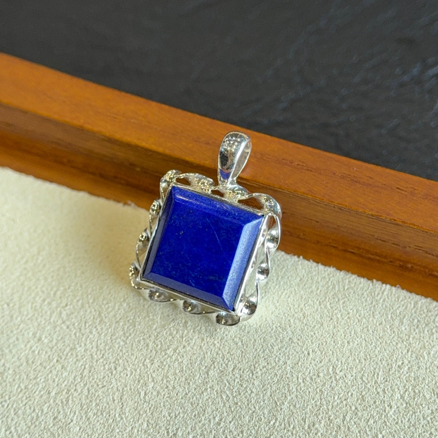 Natural Lapis Lazuli Square Pendant in Gold Platted Silver Plated Setting