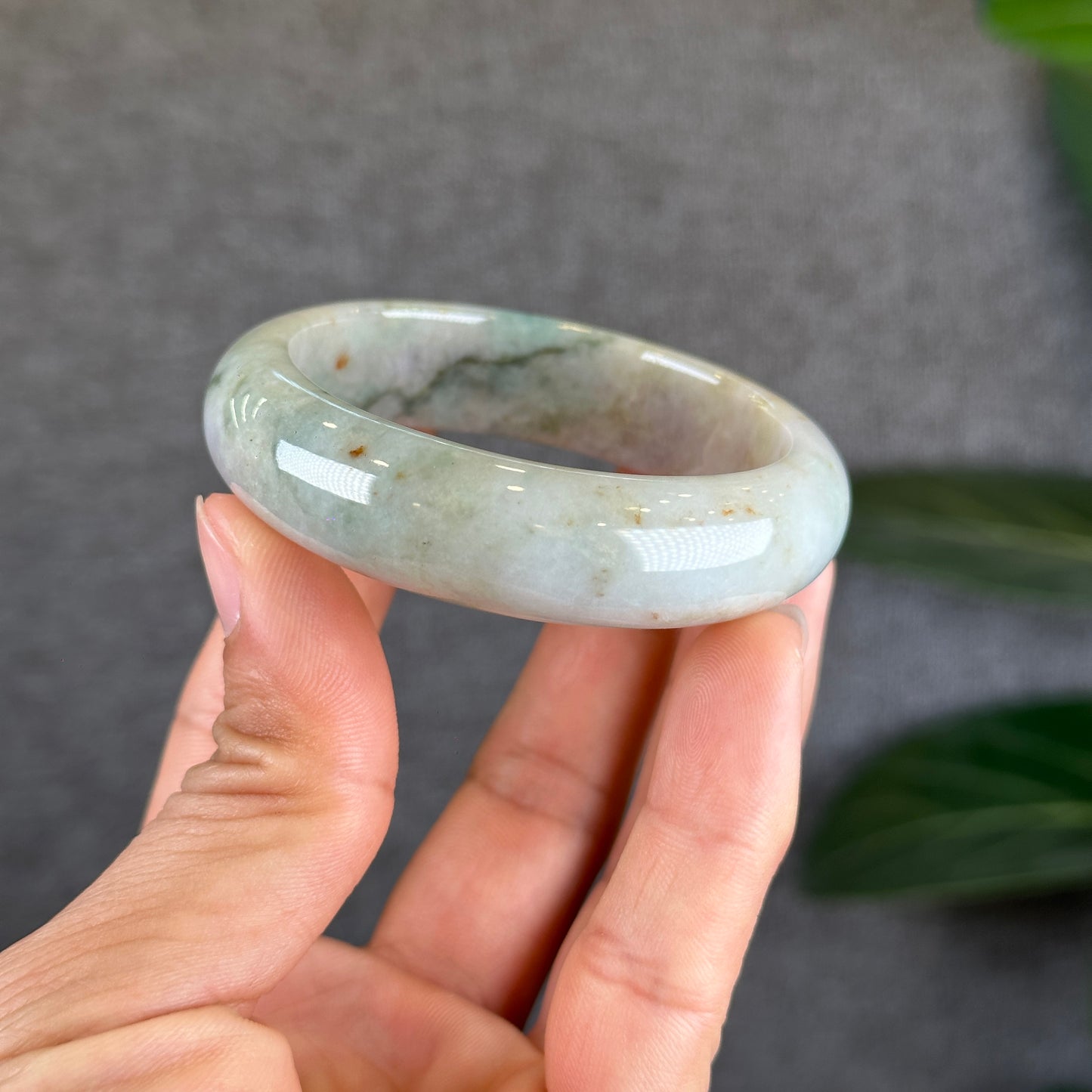 Tri Colour Natural Floral Orange Natural Jadeite Jade Type A Bangle Leaf Sytle Size 52.3 mm Certificate 574933