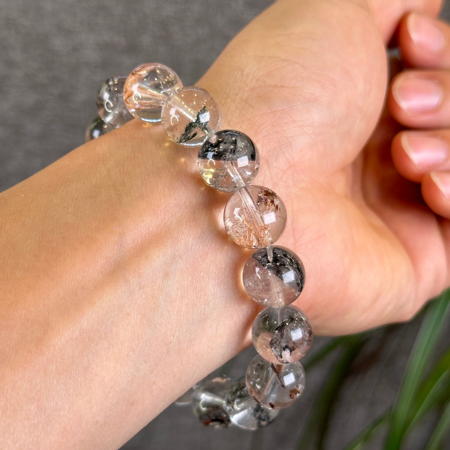 Colorful Herkimer Diamond Quartz Bracelet Size 13 mm